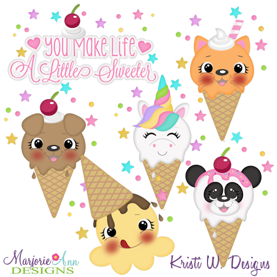 Sweet Ice Cream SVG Cutting Files Includes Clipart - Click Image to Close